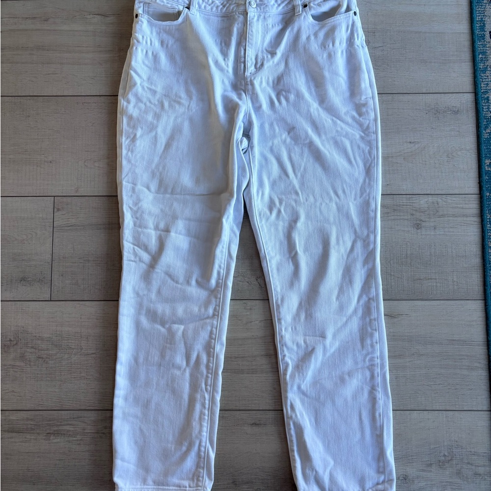 Lands' End White Cream Casual Classic Denim Pants Coastal Summer | 18 Tall